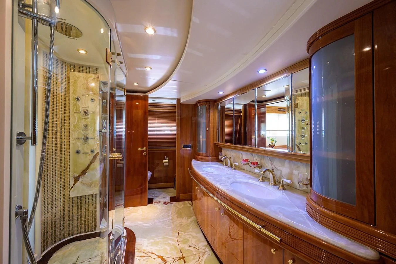 a bathroom with a large bathtub aboard AVA Yacht for Sale