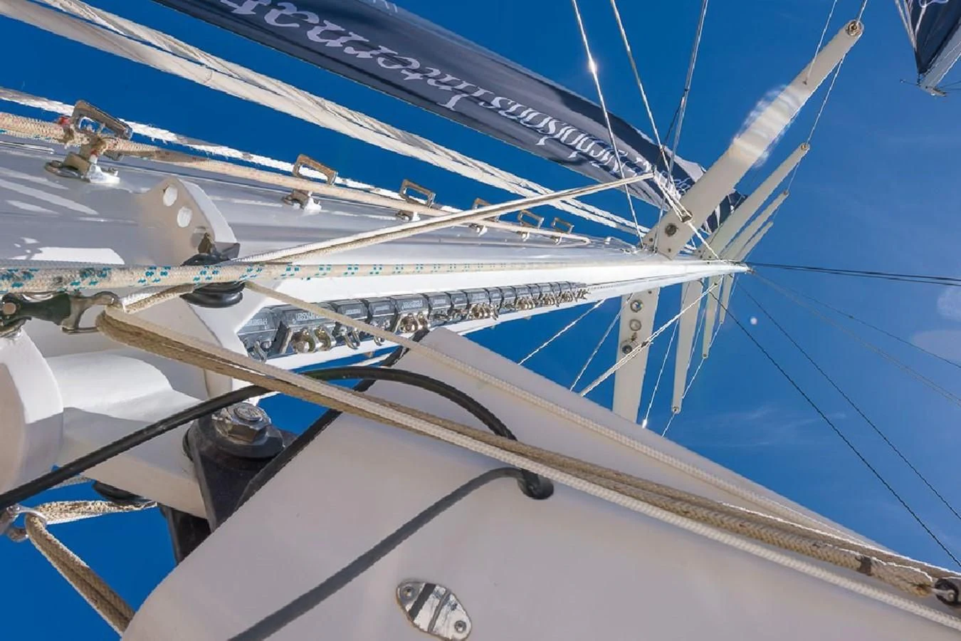 a close-up of a sailboat aboard ZANZIBAR Yacht for Sale