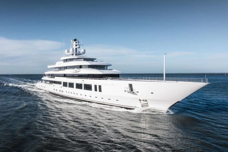 a white boat in the water aboard INFINITY Yacht for Sale