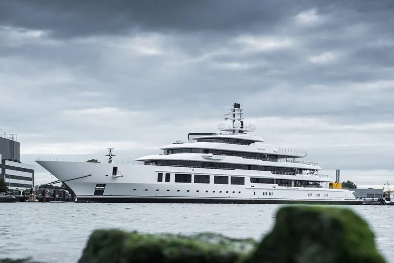 a large white ship aboard INFINITY Yacht for Sale