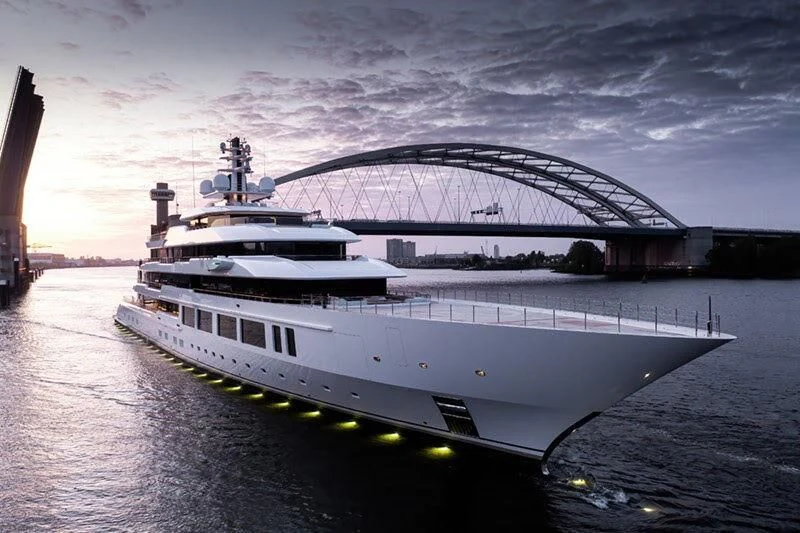 a large white ship aboard INFINITY Yacht for Sale