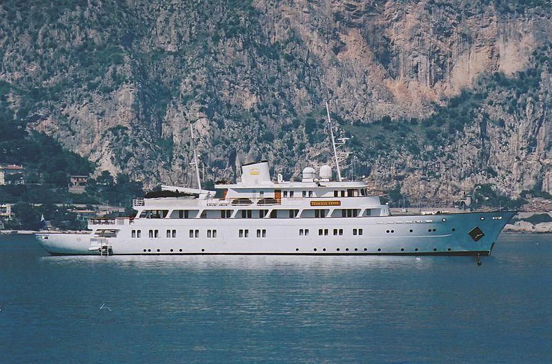 a large white boat in the water aboard LADY K II Yacht for Sale