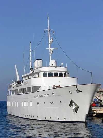 a large white boat aboard LADY K II Yacht for Sale