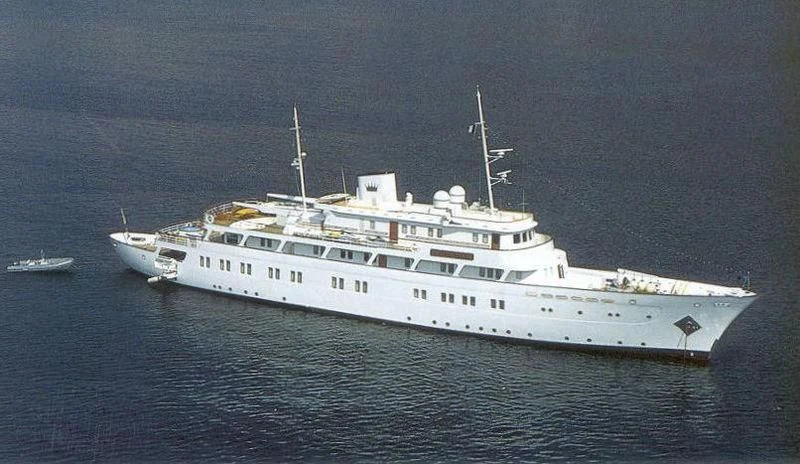 a large white ship aboard LADY K II Yacht for Sale