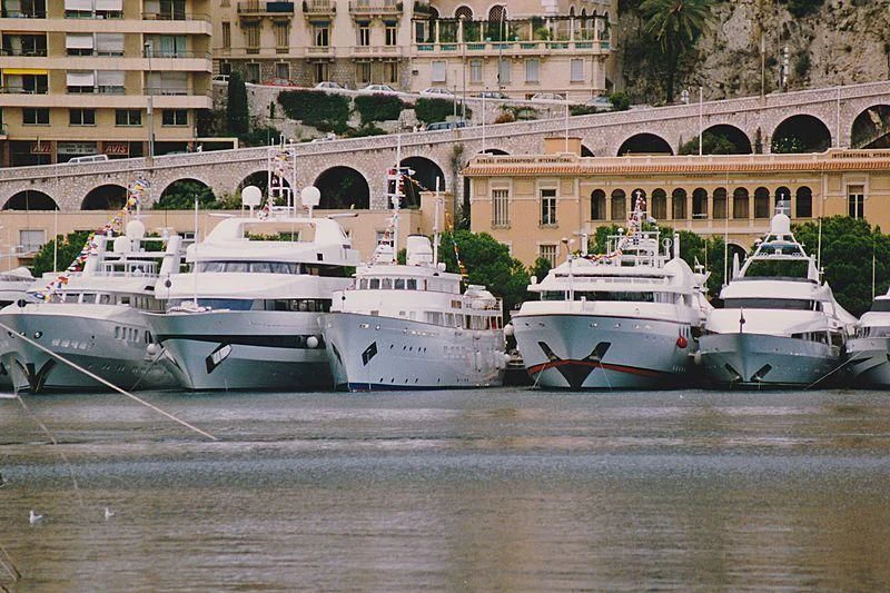 a group of boats on a river aboard LADY K II Yacht for Sale