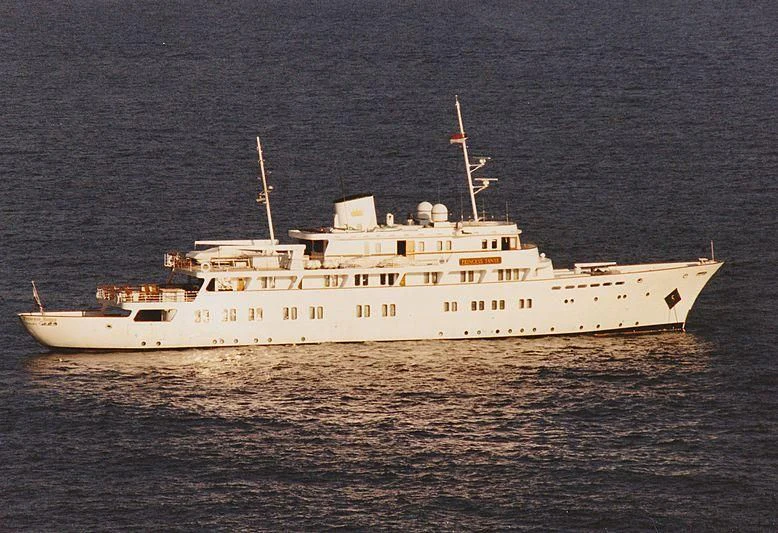 a large white ship in the water aboard LADY K II Yacht for Sale