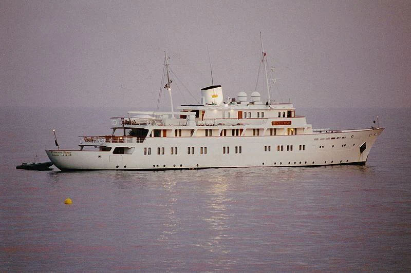 a large white ship in the water aboard LADY K II Yacht for Sale