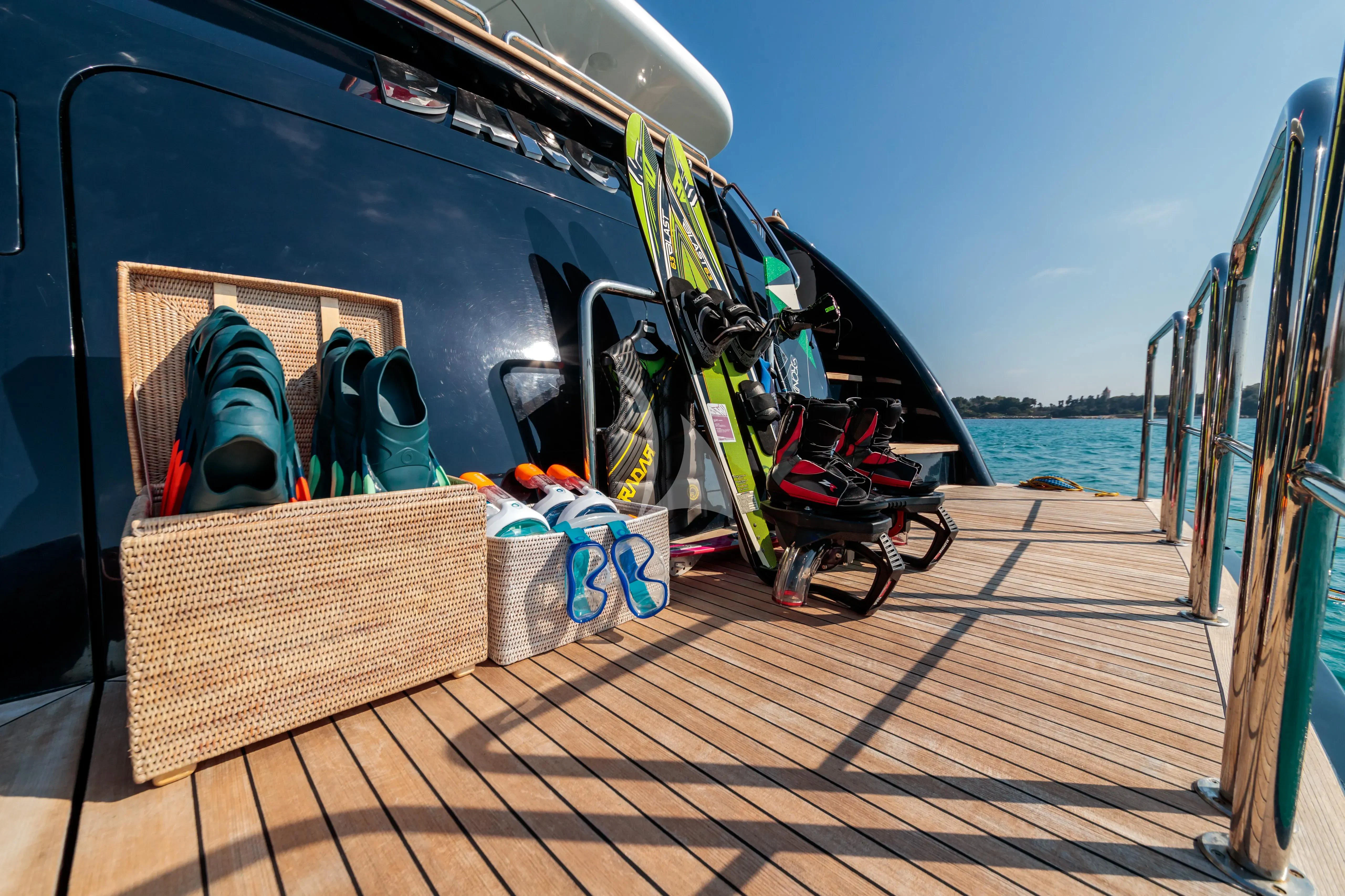 a boat on a dock aboard BANG! Yacht for Charter