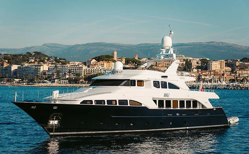 a large boat in the water aboard BANG! Yacht for Charter