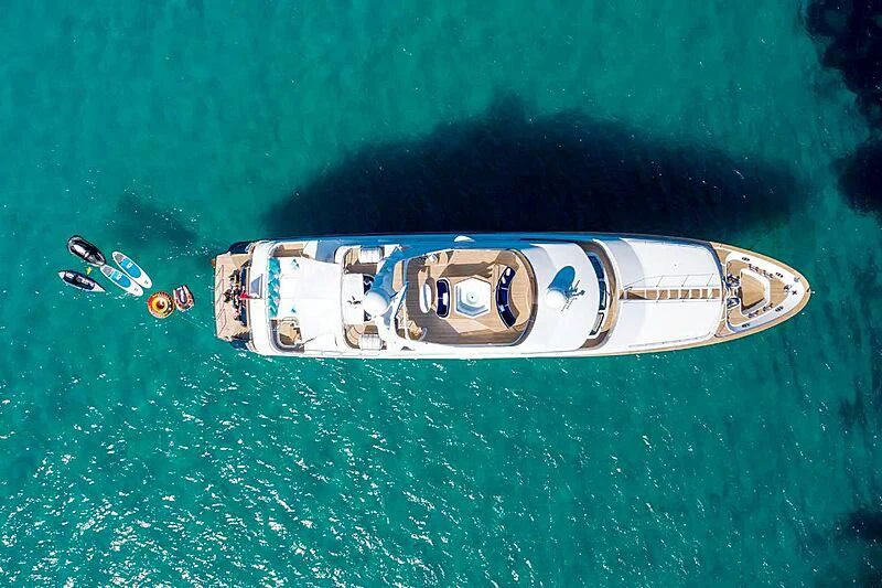 a small metal object in the water aboard BANG! Yacht for Charter