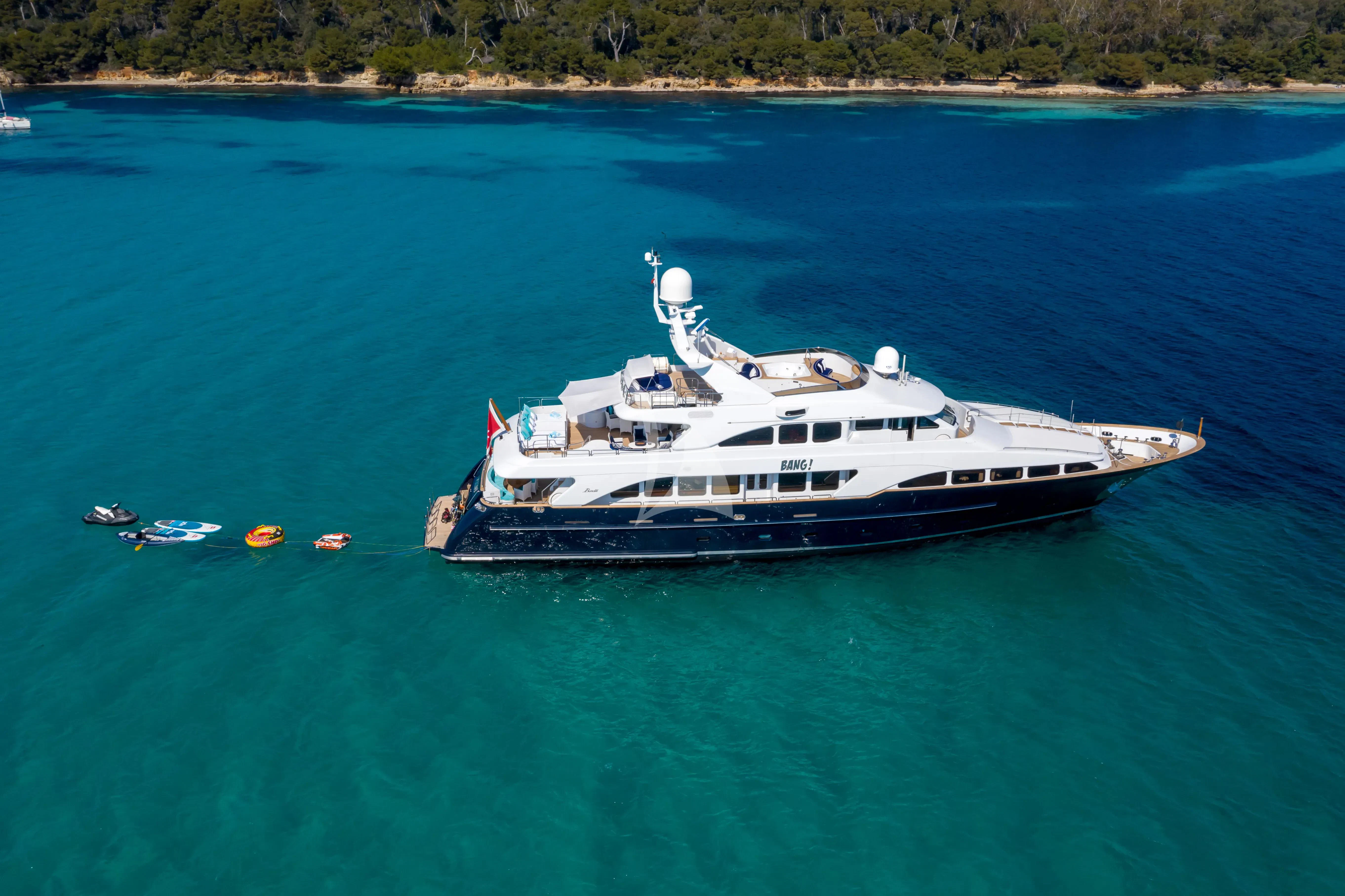 a boat in the water aboard BANG! Yacht for Charter