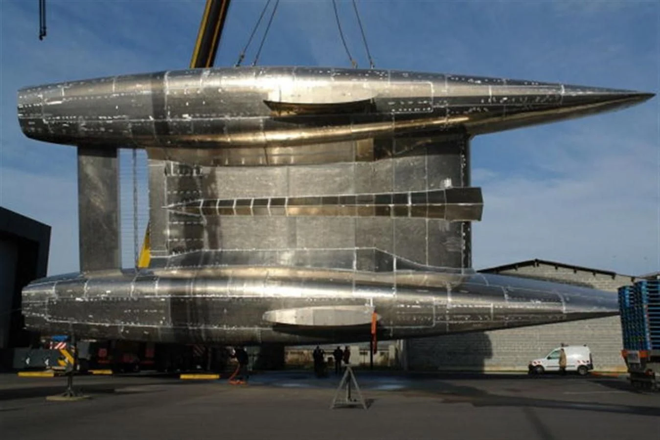 a large metal object with a large hole in the side aboard 85' 2008 YAPLUKA 85 DOUBLE DECK Yacht for Sale