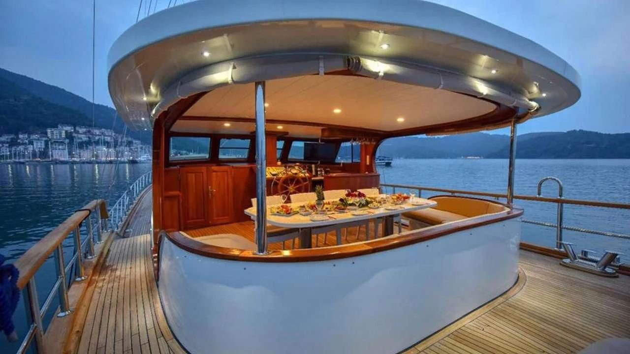 a boat on a deck aboard SEA BREEZE Yacht for Charter