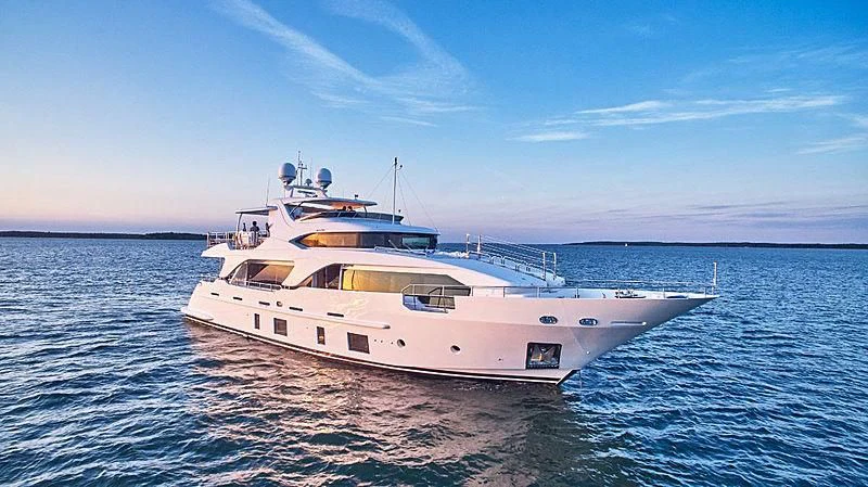 a white boat in the water aboard PIXY Yacht for Sale
