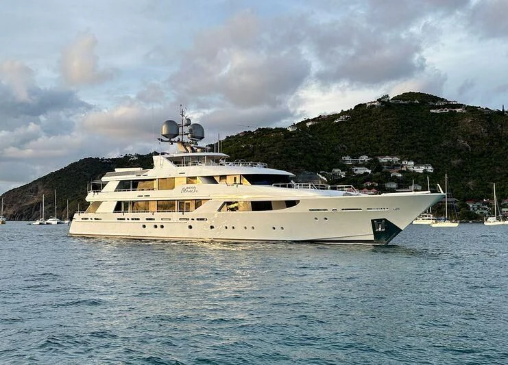 a boat in the water aboard MAISON BLANCHE Yacht for Charter