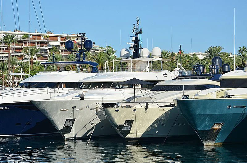 several boats in a harbor aboard PHOTON Yacht for Sale
