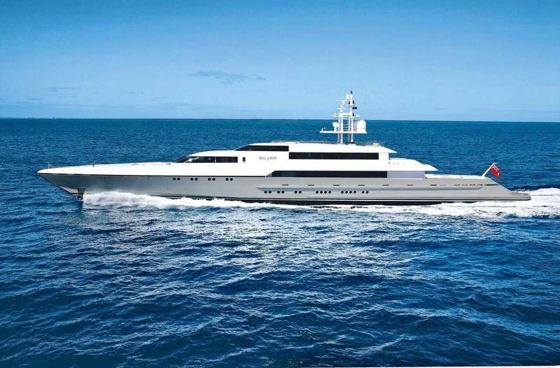 a white yacht in the water aboard RABDAN Yacht for Sale