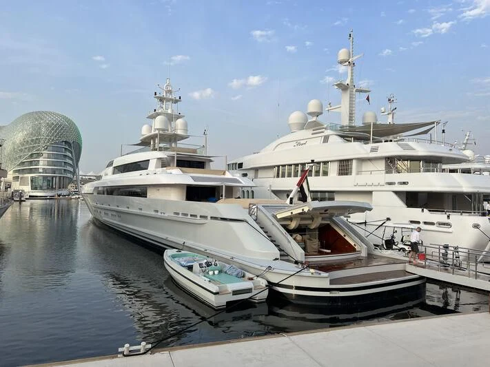 a group of boats docked aboard RABDAN Yacht for Sale