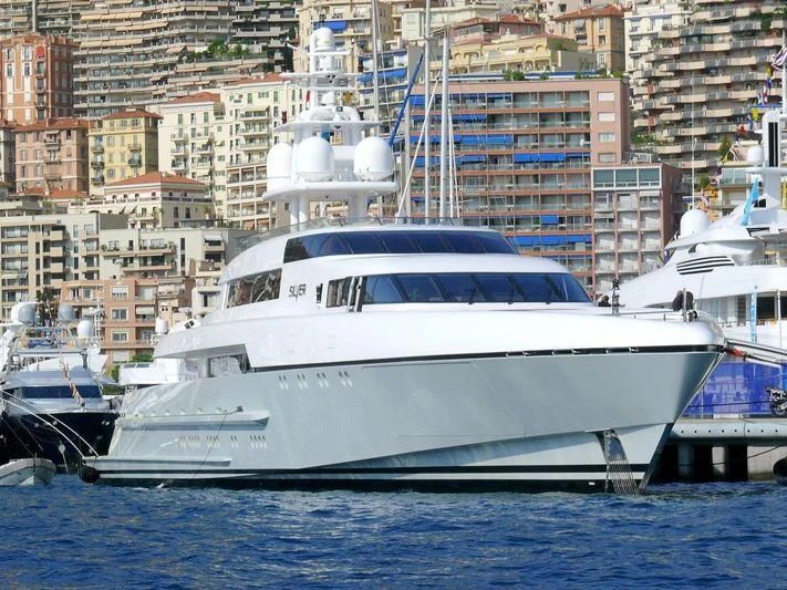 a white yacht in the water aboard RABDAN Yacht for Sale