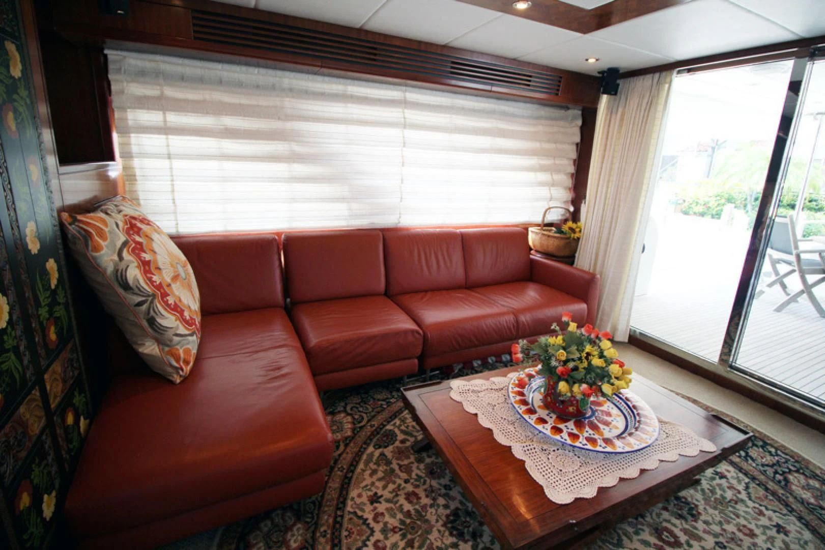 a living room with a couch and a table aboard ALWAYS SOMETHING Yacht for Sale