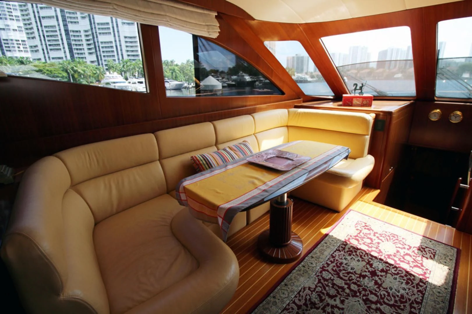 a living room with a couch and a coffee table aboard ALWAYS SOMETHING Yacht for Sale