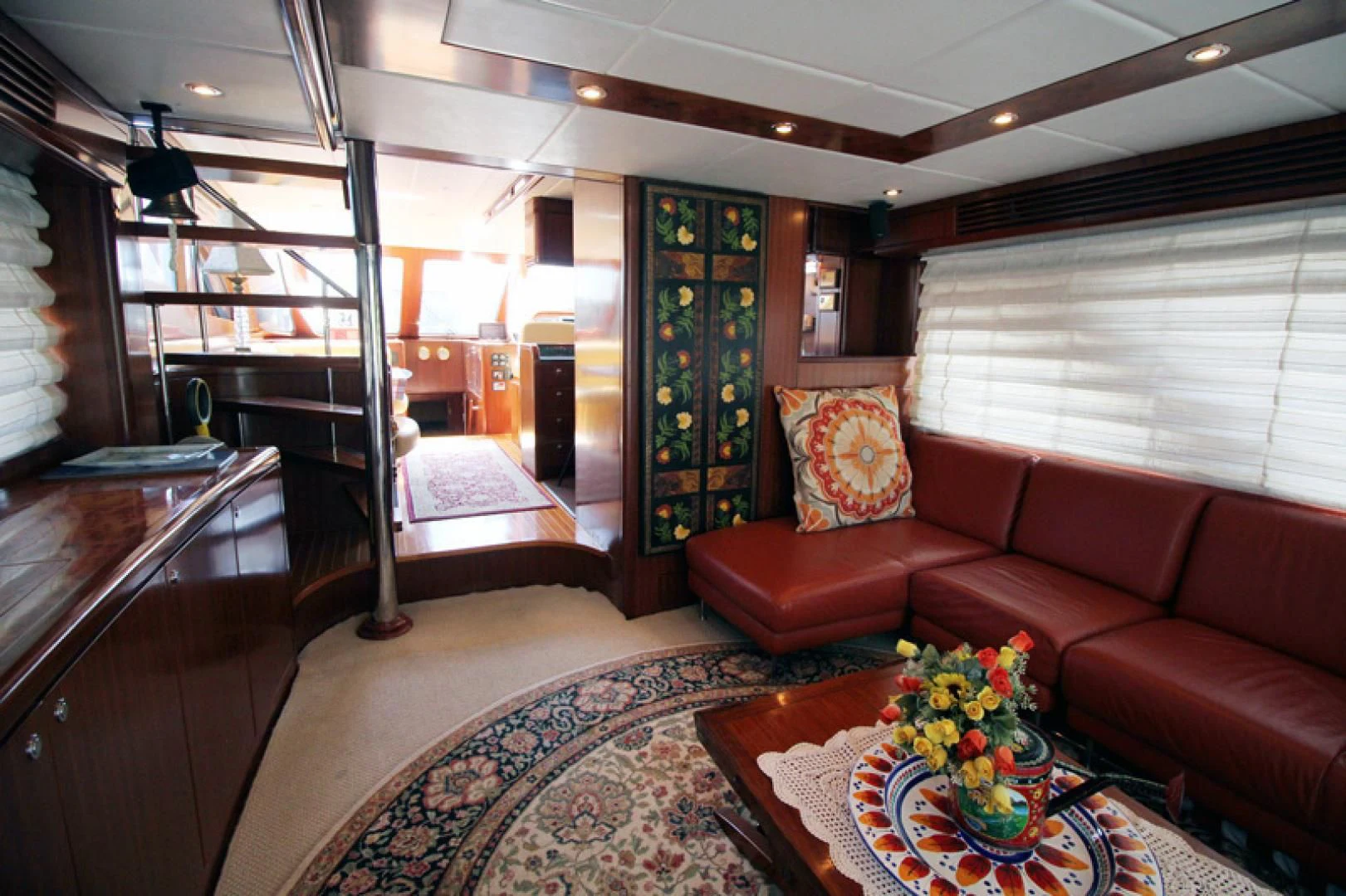 a living room with a bed and a rug aboard ALWAYS SOMETHING Yacht for Sale