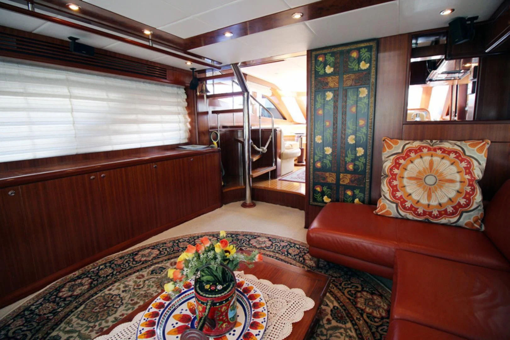 a living room with a couch and a table aboard ALWAYS SOMETHING Yacht for Sale
