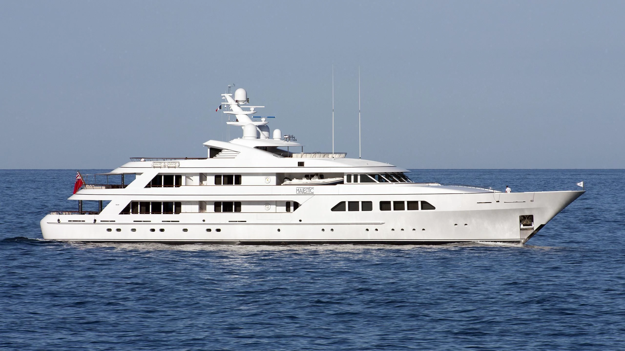 a large white boat in the water aboard MAJESTIC Yacht for Sale
