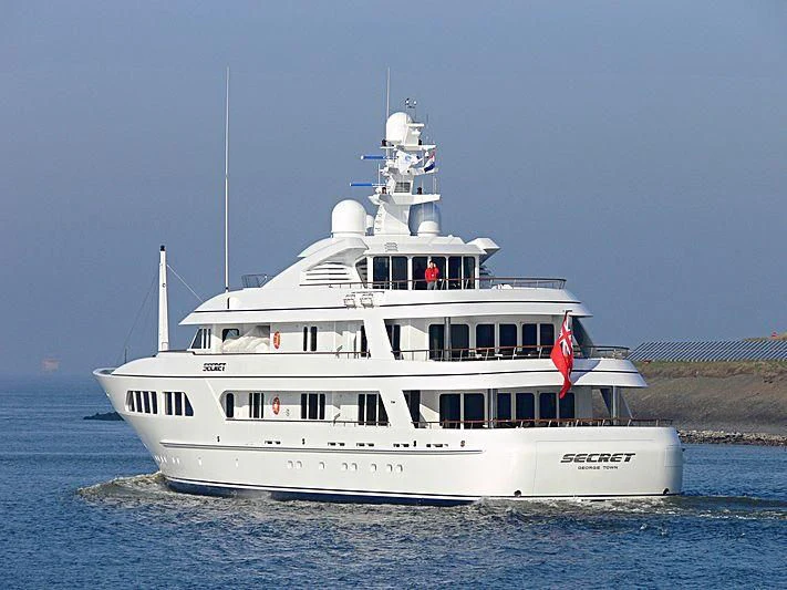 a white boat in the water aboard MAJESTIC Yacht for Sale