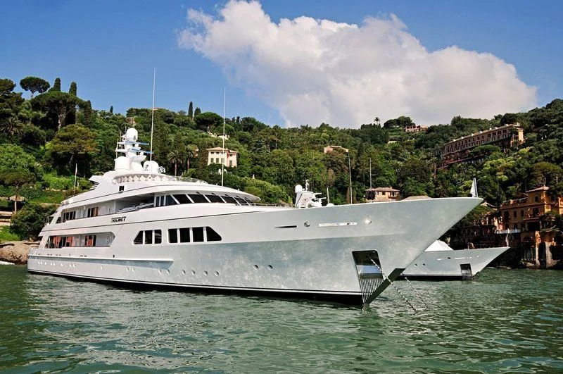 a white yacht in the water aboard MAJESTIC Yacht for Sale