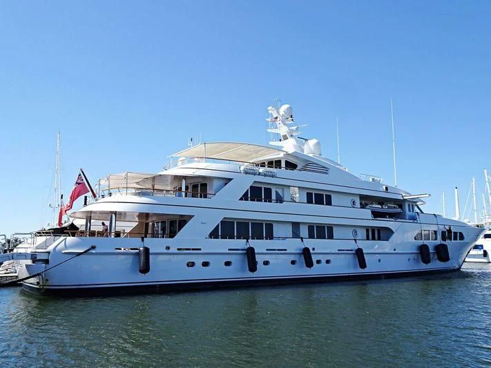 a large white boat in the water aboard MAJESTIC Yacht for Sale