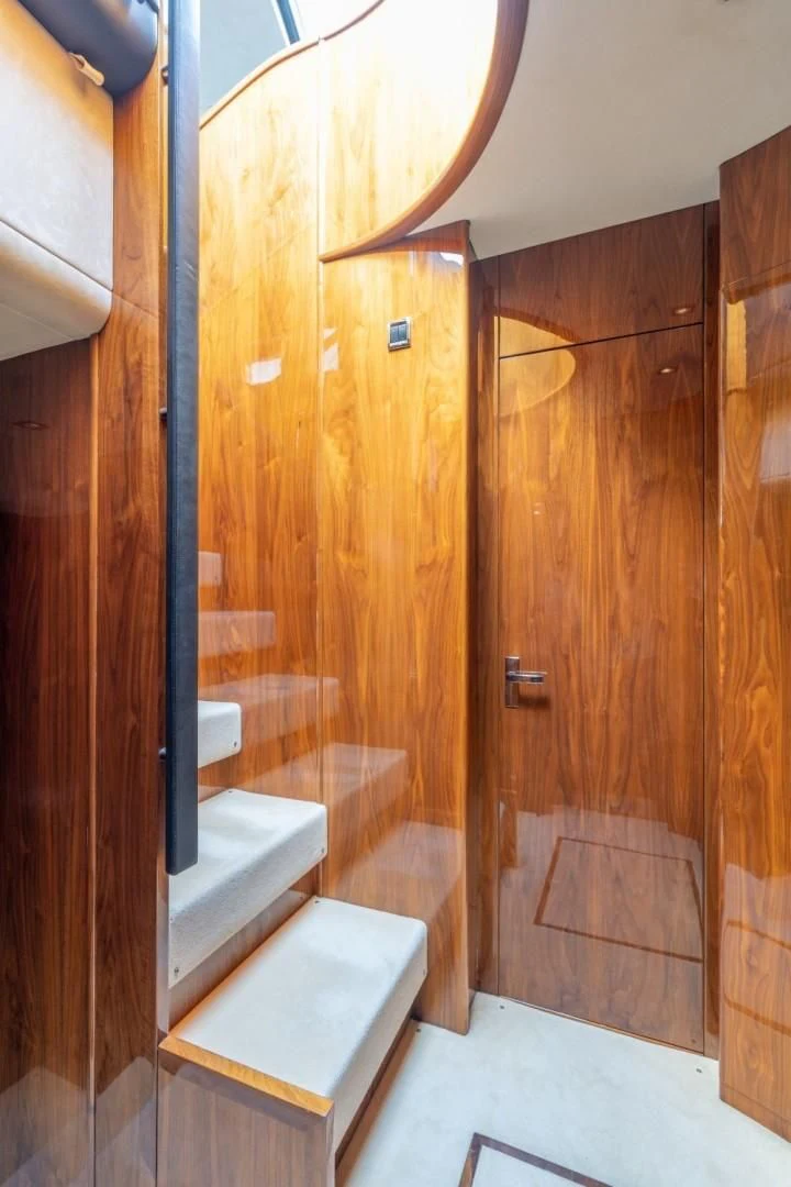 a bathroom with a shower and a sink aboard DIRECT TO Yacht for Sale