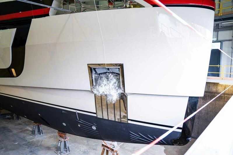 a space shuttle in a hangar aboard ULTRA G Yacht for Sale