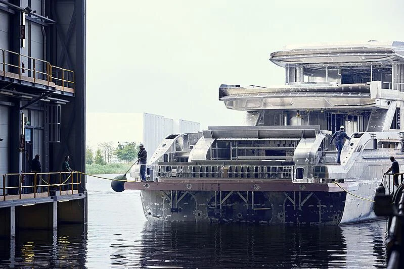 a boat docked at a pier aboard ULTRA G Yacht for Sale