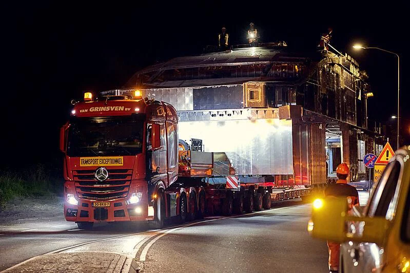 a large fire truck on the street aboard ULTRA G Yacht for Sale