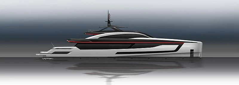 a white and red car aboard ULTRA G Yacht for Sale