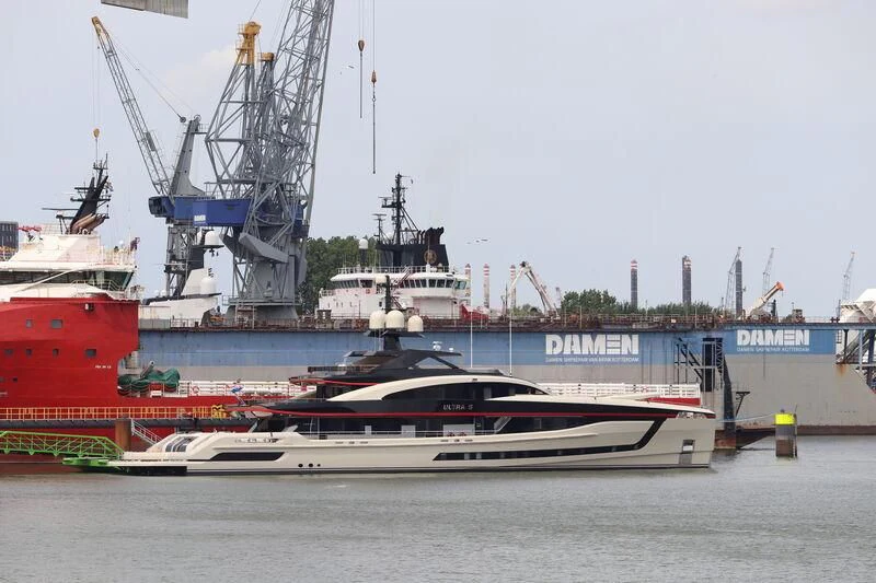 a large ship docked aboard ULTRA G Yacht for Sale