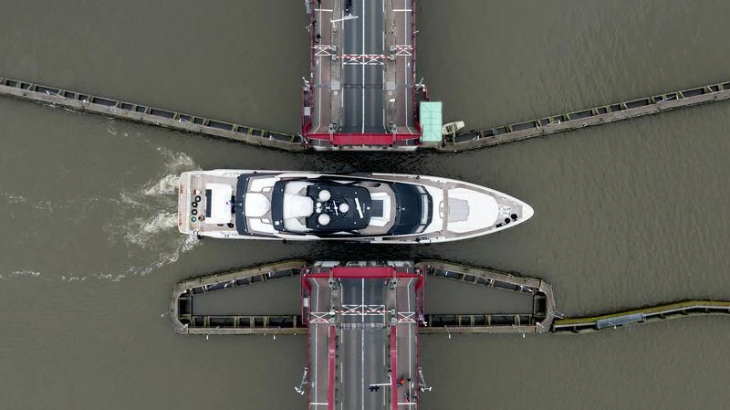 a blue and red object with a white label on it aboard ULTRA G Yacht for Sale