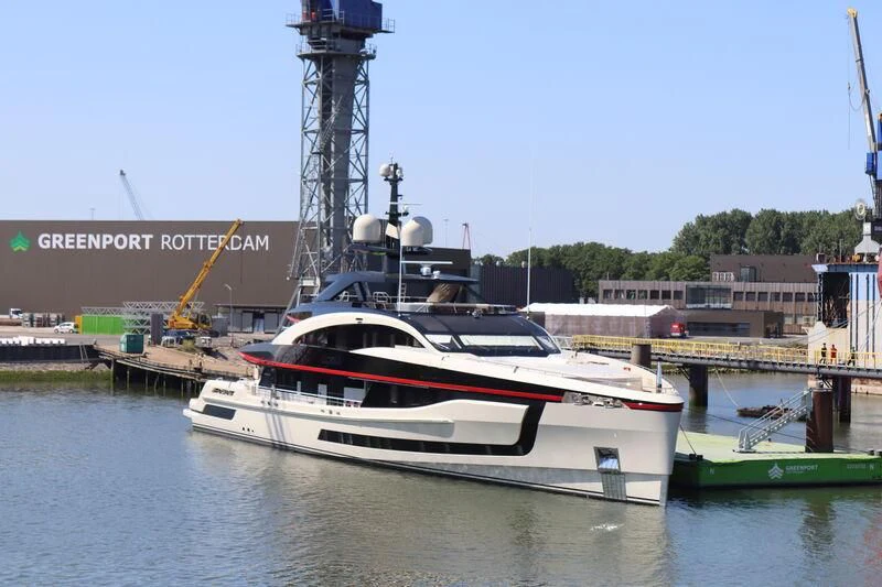 a boat docked at a dock aboard ULTRA G Yacht for Sale
