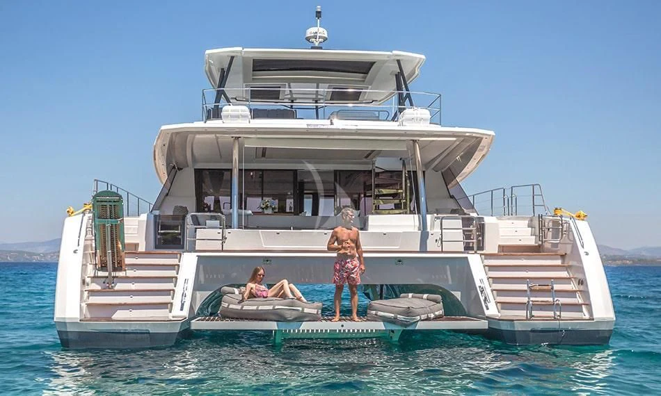 a boat with people on it aboard PRINCESS MILA Yacht for Charter