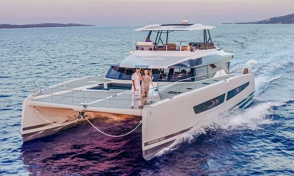 a couple on a boat aboard PRINCESS MILA Yacht for Charter