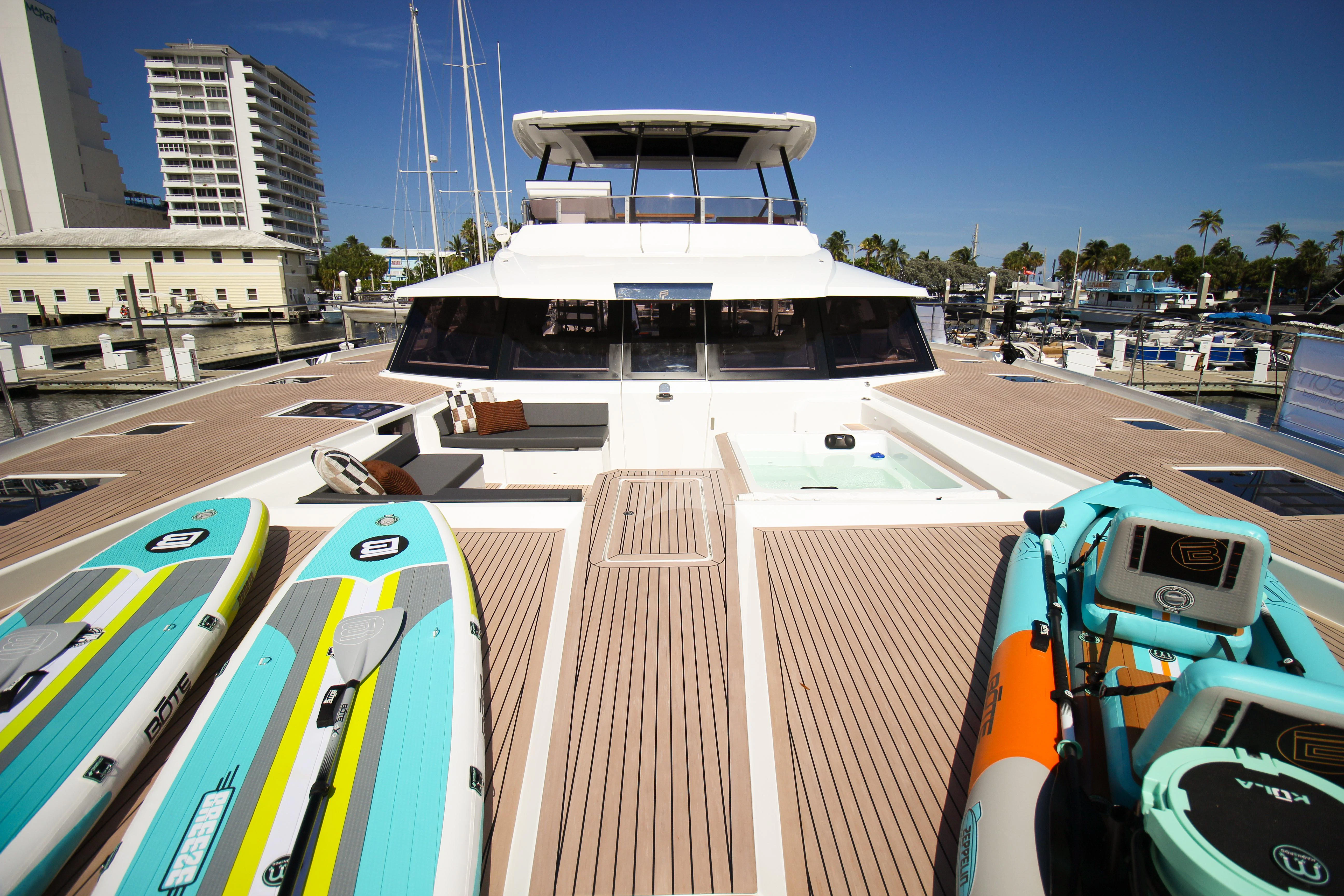 a boat on a dock aboard PRINCESS MILA Yacht for Charter