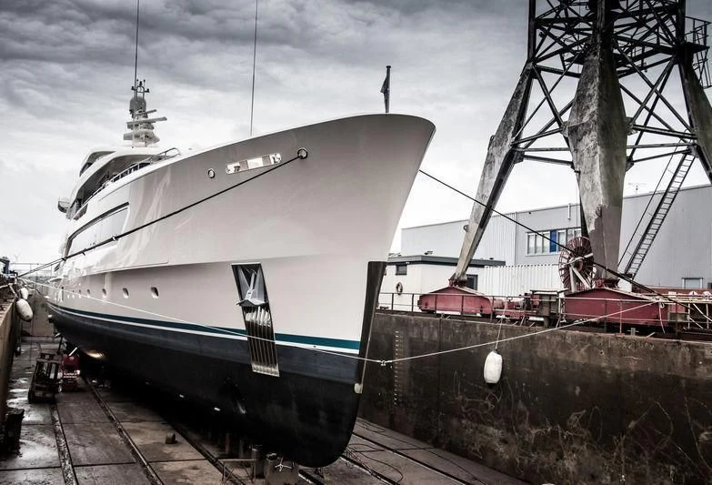 a large ship docked aboard SAMAYA Yacht for Sale