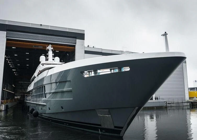 a large ship docked aboard RELIANCE Yacht for Sale