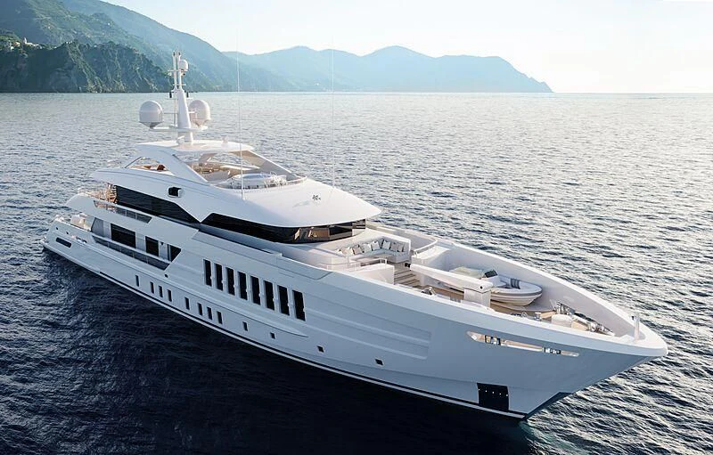 a white yacht on the water aboard RELIANCE Yacht for Sale