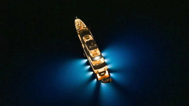 a gold and silver guitar aboard RELIANCE Yacht for Sale