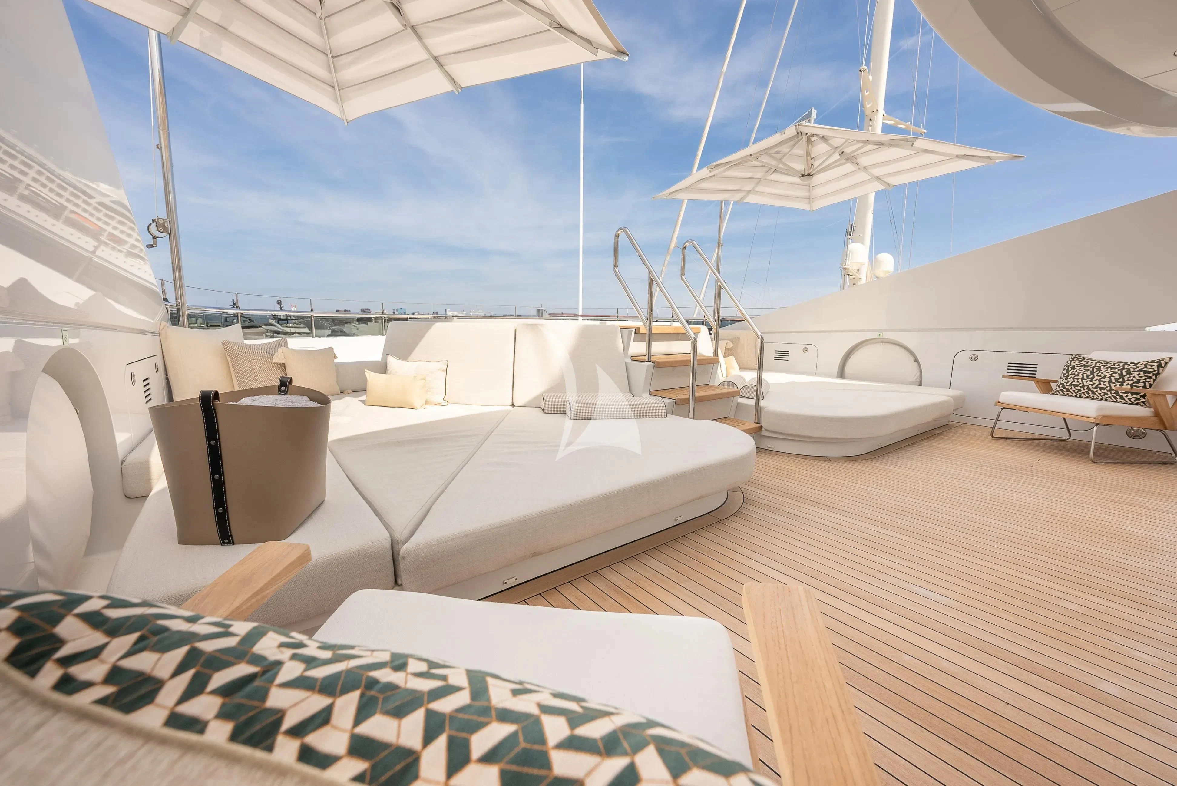 a boat on a deck aboard RELIANCE Yacht for Sale