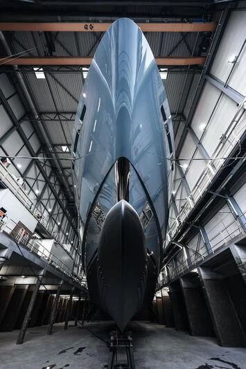 a large blue and black rocket aboard RELIANCE Yacht for Sale
