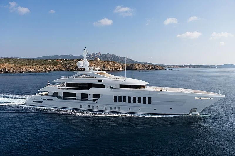 a white yacht in the water aboard RELIANCE Yacht for Sale