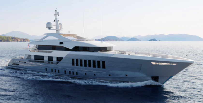 a large white ship in the water aboard RELIANCE Yacht for Sale